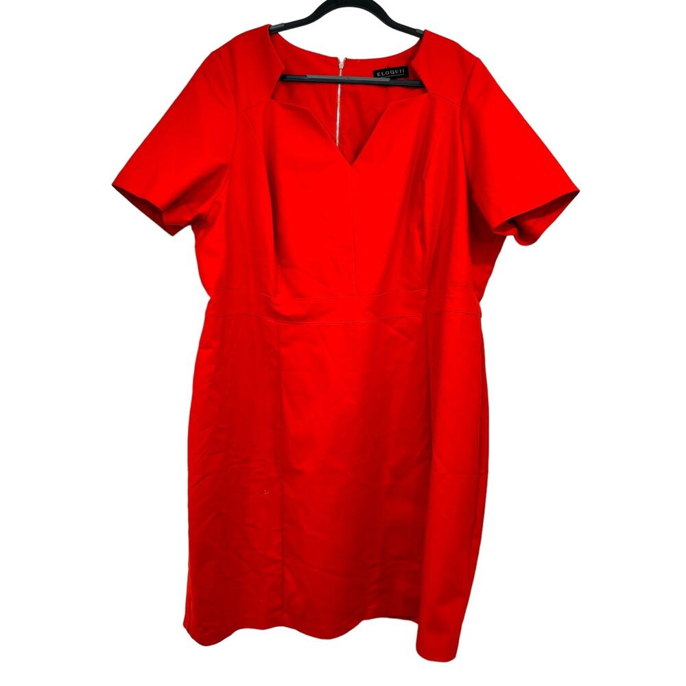 Eloquii Sheath Star Cut Out Neckline Red Dress Size 28